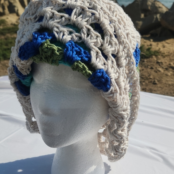 Handmade Crochet Granny Square XL Cotton Unisex Bucket Hat - Picture 14 of 15
